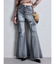 ハイウエスト strap cargo designフレアデニムパンツ