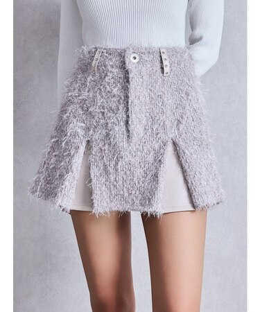 ラメフリンジツイードスカートライクショートパンツ