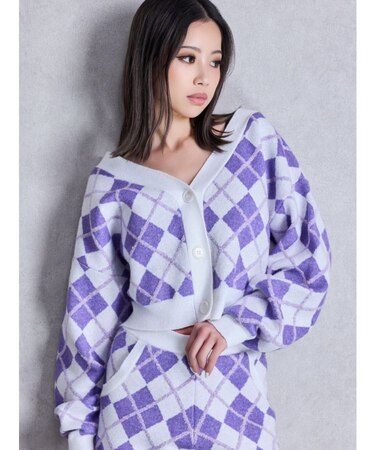 アーガイルニットカーディガン