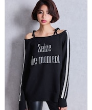 Seize the momentオフショルリボンニットトップス