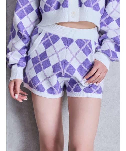 アーガイルニットショートパンツ