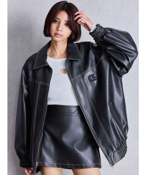 ゆうちゃみコラボ】フェイクレザー SUPER BIG MA-1ブルゾン｜ジェイダ