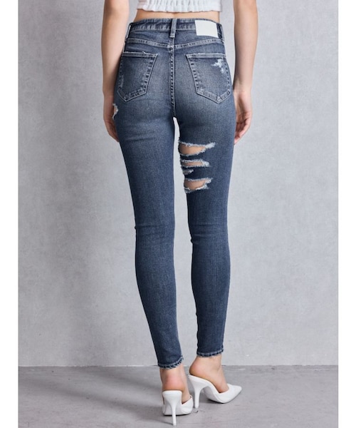 ハイウエストボタンスキニーデニム パンツ｜ジェイダの通販｜&mall