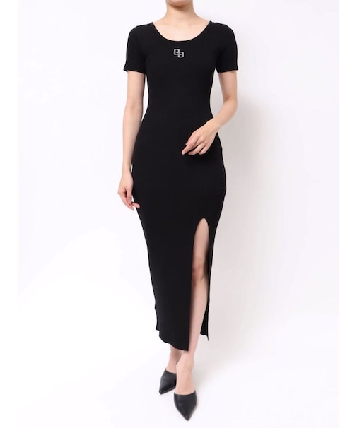 GGプレートハーフスリーブLONGニットワンピース