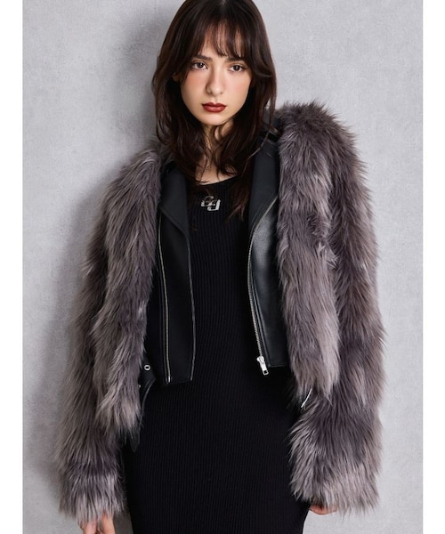 レイヤードエコファーライダースジャケット｜ジェイダの通販