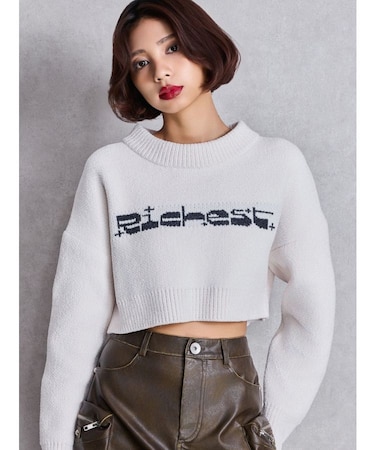 Richest ラメベロアモールショートニットトップス