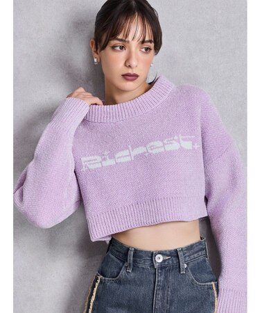 Richest ラメベロアモールショートニットトップス