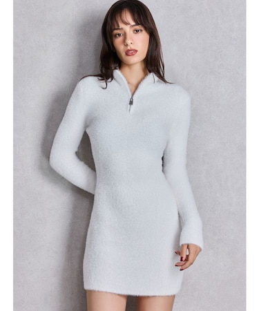 ZIPミニシャギーニットワンピース