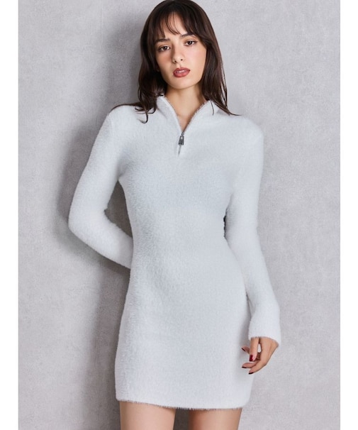 ZIPミニシャギーニットワンピース