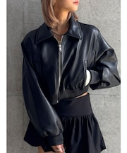 【TINY】fake leatherショートブルゾン