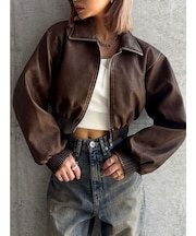 【TINY】fake leatherショートブルゾン