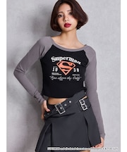 SUPERMAN GYDA 2WAYラグランショートトップス