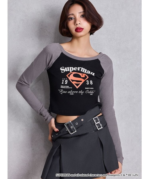 SUPERMAN GYDA 2WAYラグランショートトップス