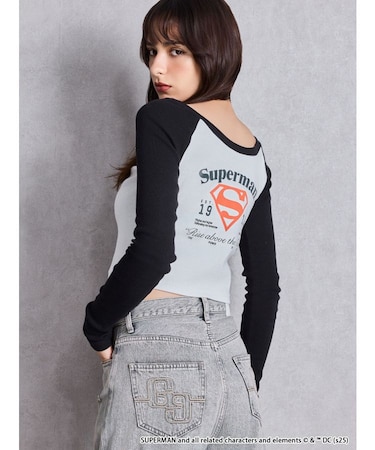 SUPERMAN GYDA 2WAYラグランショートトップス
