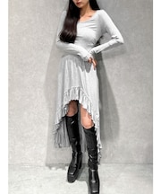 【TINY】asymmetryフリルLONGワンピース