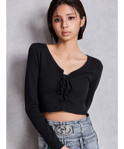 MOI モイ　PERK FASRA TOP レース MOI PERK モイ FASRA TOP レース付き長袖ブラウス