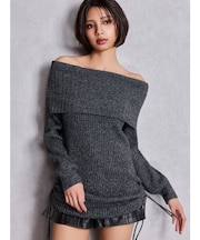 2WAYオフショルラメニットチュニック