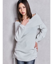 2WAYオフショルラメニットチュニック