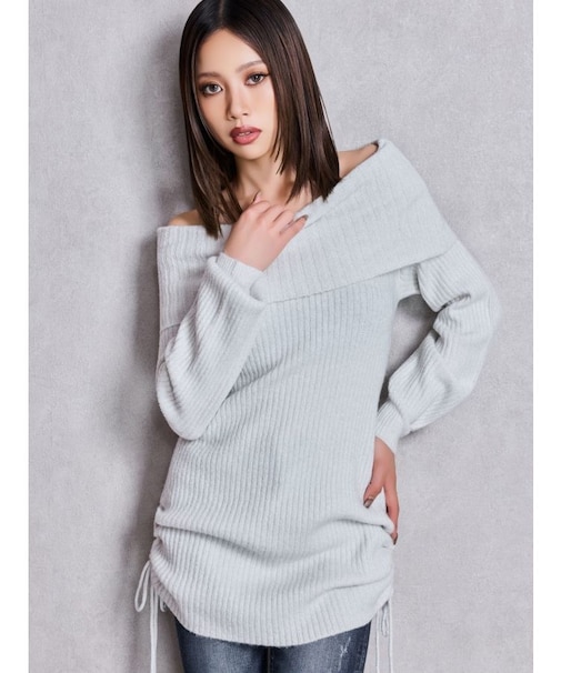 2WAYオフショルラメニットチュニック