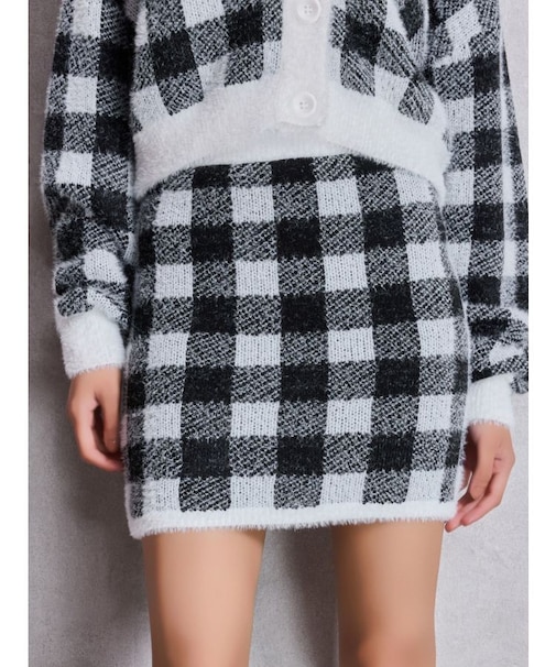 CHECK shaggy ニットスカートライクショートパンツ