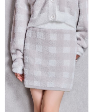 CHECK shaggy ニットスカートライクショートパンツ