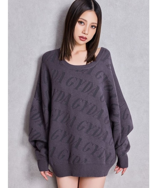 新品今季GYDA 総ロゴ ニット　SLANT PATTERNニットトップス GYDA SLANT PATTERNニットトップス｜ジェイダの通販｜&mall（アンド