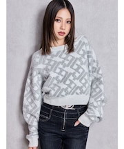 GGチェーンロゴラメニットトップス