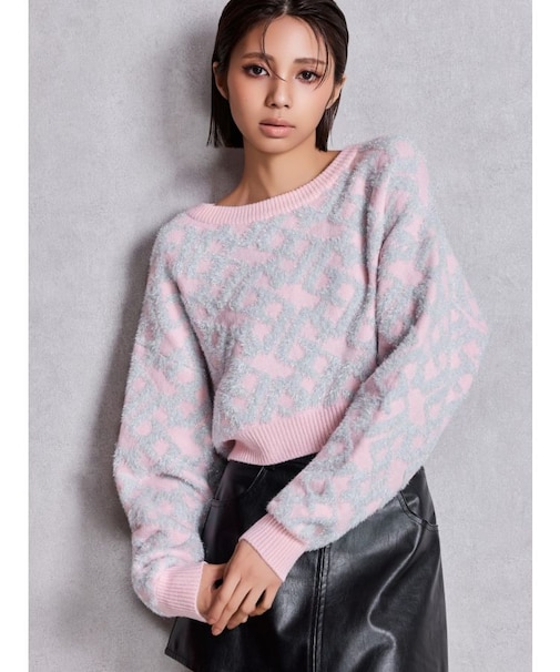 GGチェーンロゴラメニットトップス