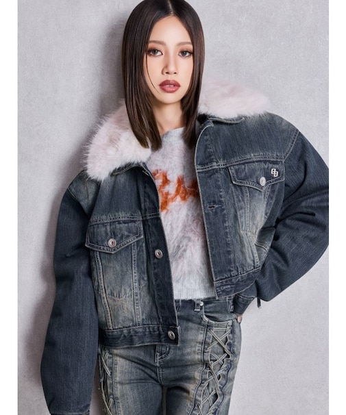 2WAY ECO FURショートデニムGジャン