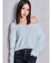 シャギーショートLOOSEニットトップス