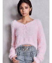 シャギーショートLOOSEニットトップス