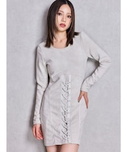 フロントレースアップタイトミニワンピース