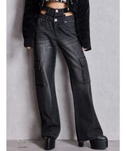 ハイウエスト CUT OUT CARGOワイトデニムパンツ