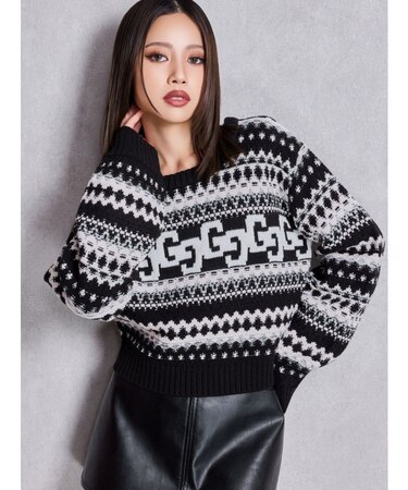 GG NORDICショートニットトップス