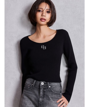 GGプレートlong sleeveニットトップス