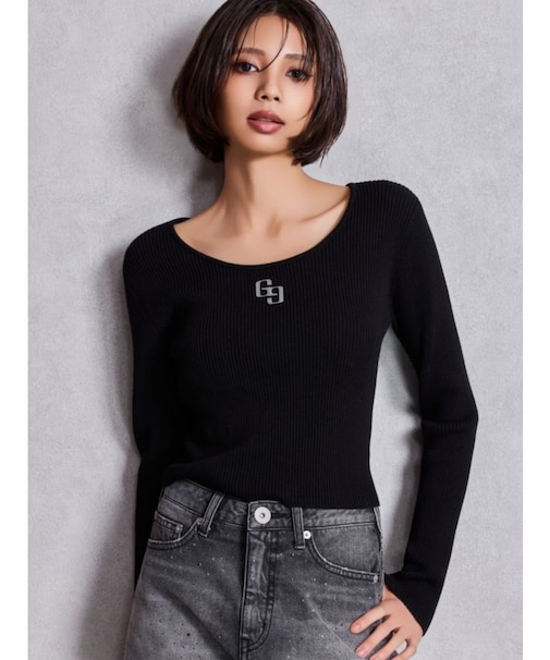 GGプレートlong sleeveニットトップス