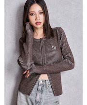 GGプレートオープンフロントニットトップス