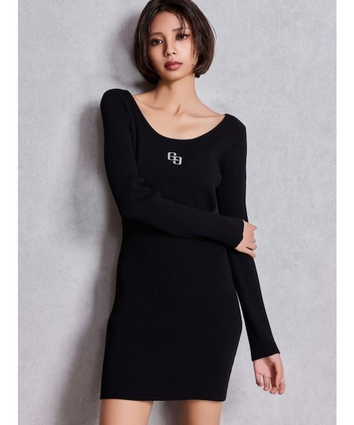 GGプレート long sleeveニットワンピース