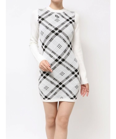 GG embroideryラメCHECKニットワンピース