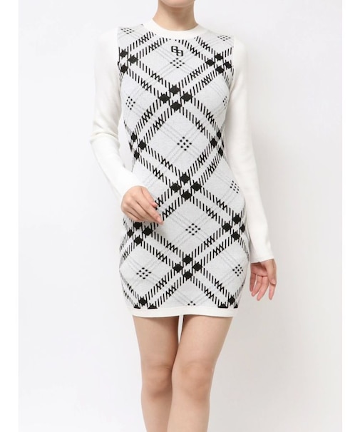 GG embroideryラメCHECKニットワンピース