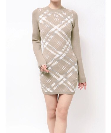 GG embroideryラメCHECKニットワンピース