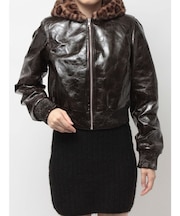 Hoodie Fake Leatherコート