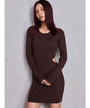 LONG SLEEVE SIDE OPEN ニットミニワンピース