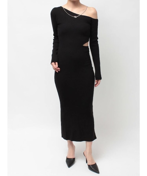 GG CHAIN LEFT OPEN LONGニットワンピース