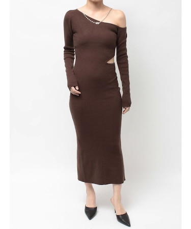 GG CHAIN LEFT OPEN LONGニットワンピース