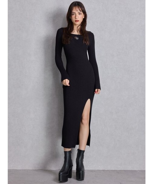 GGプレート long sleeve LONGニットワンピース