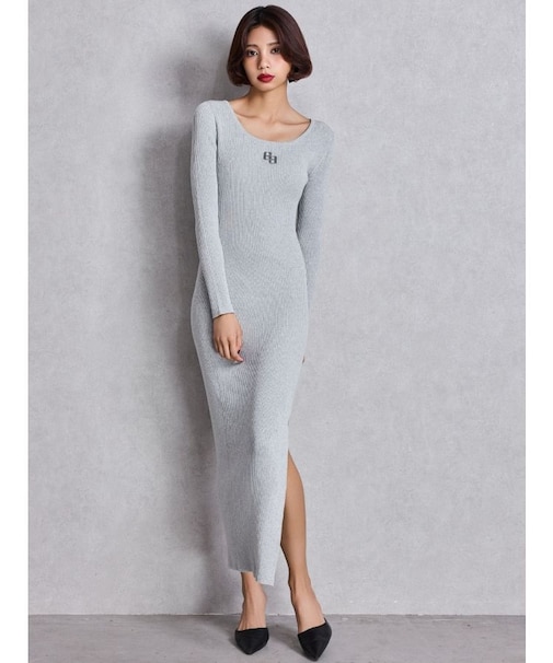 GGプレート long sleeve LONGニットワンピース