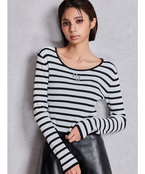 GGプレートlong sleeveニットトップス