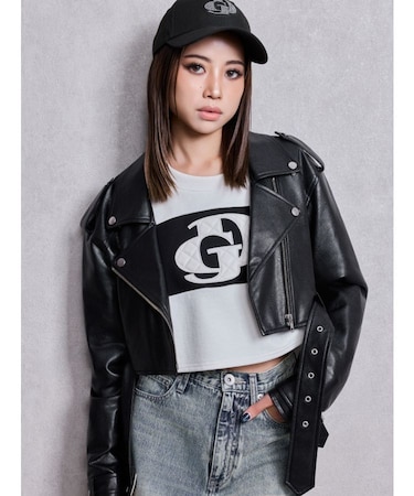 Fake leather shortジャケット