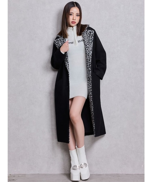 leopard slim longコート